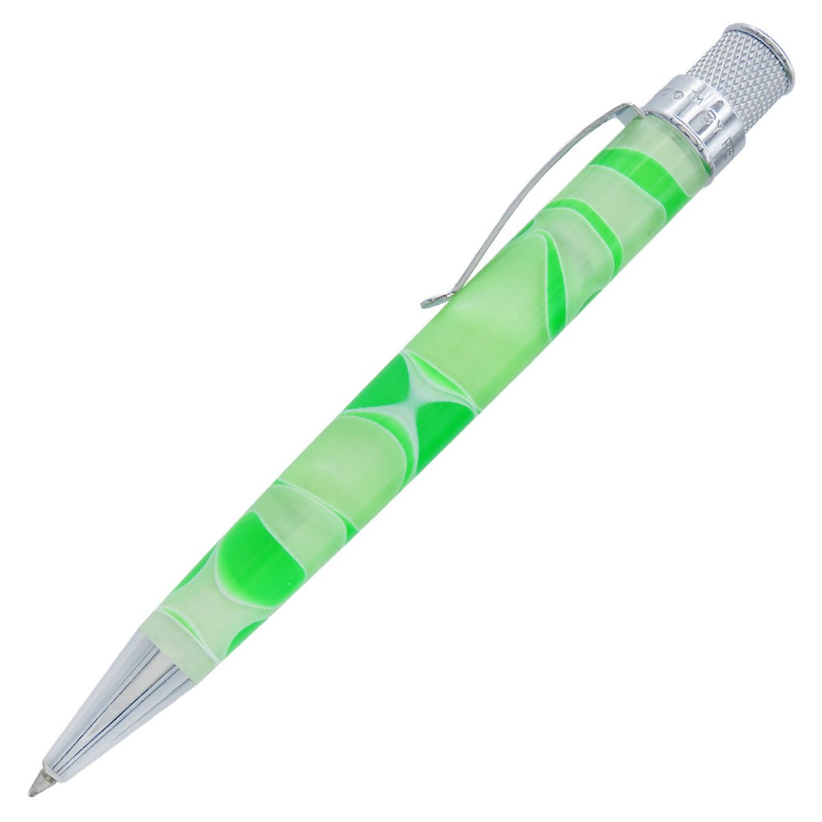 Retro 51 Tornado Acrylic Rollerball Pen - Cosmic Green & White Swirl - Pen Boutique Ltd