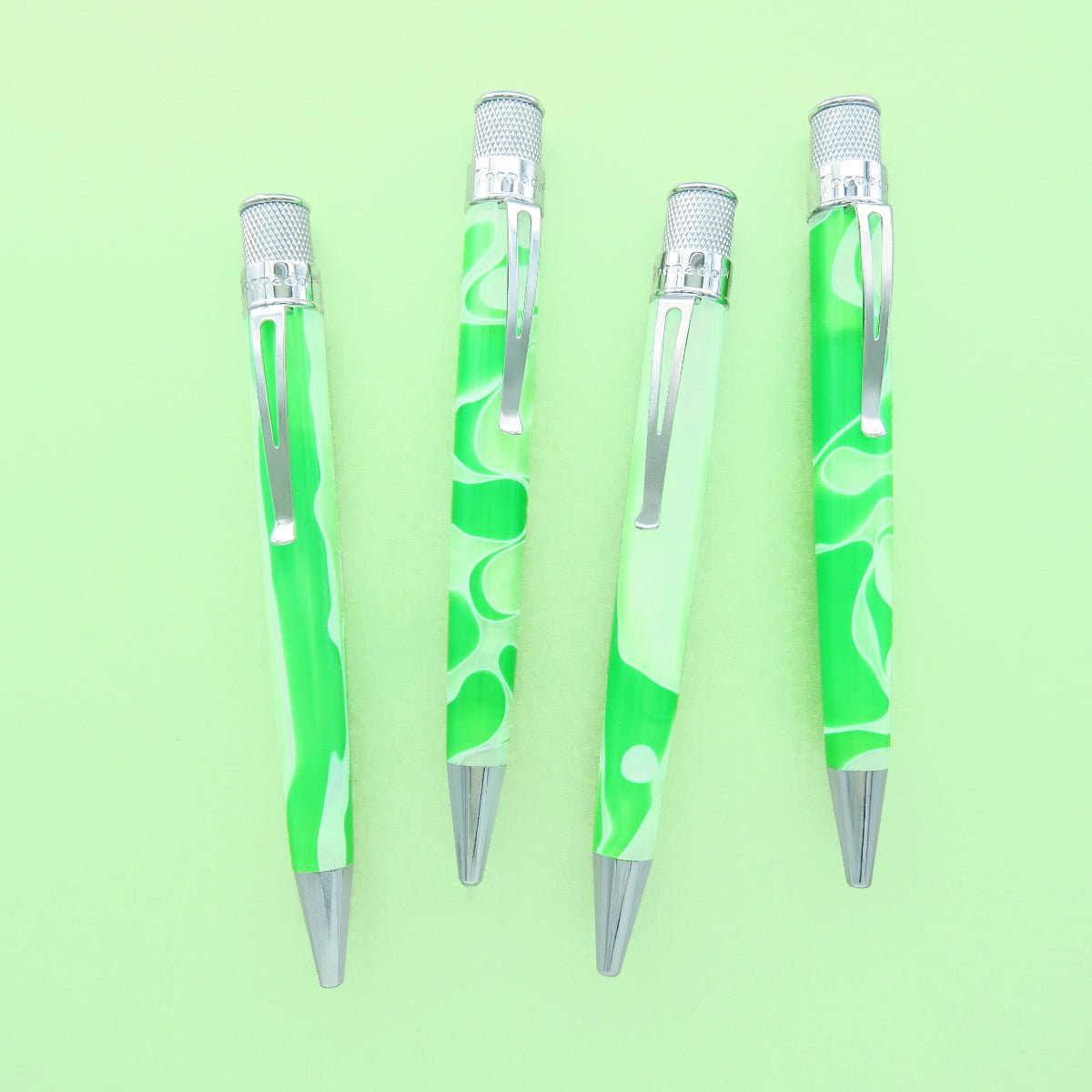 Retro 51 Tornado Acrylic Rollerball Pen - Cosmic Green & White Swirl - Pen Boutique Ltd
