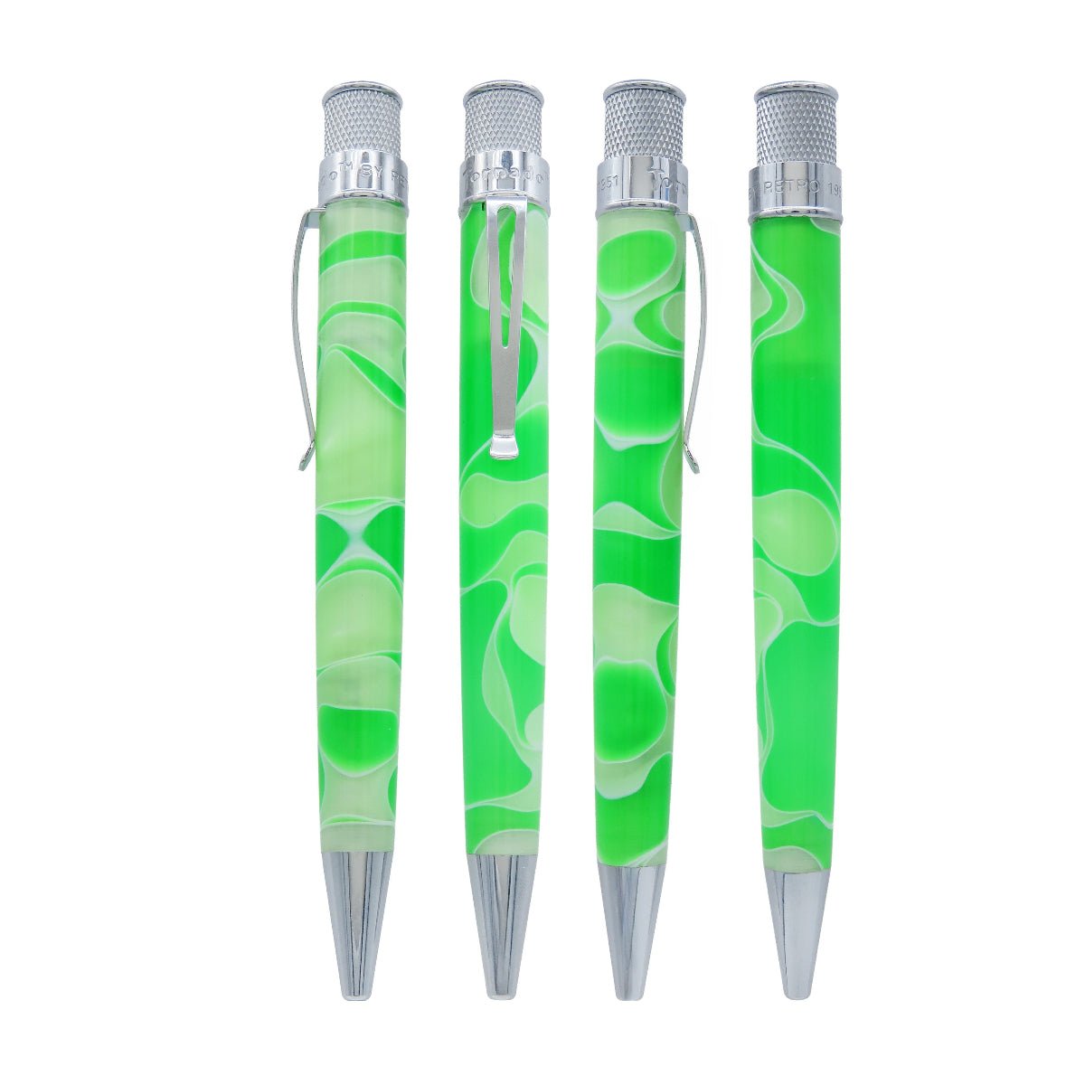 Retro 51 Tornado Acrylic Rollerball Pen - Cosmic Green & White Swirl - Pen Boutique Ltd