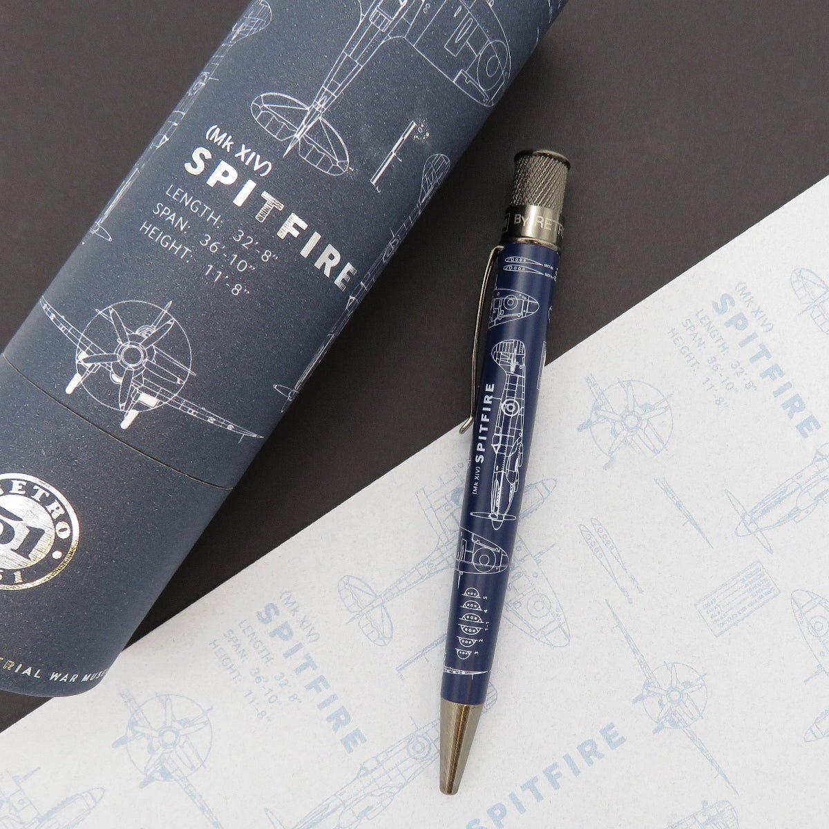Retro 51 Tornado Imperial War Museum Rollerball Pen - Spitfire Blueprint - Pen Boutique Ltd