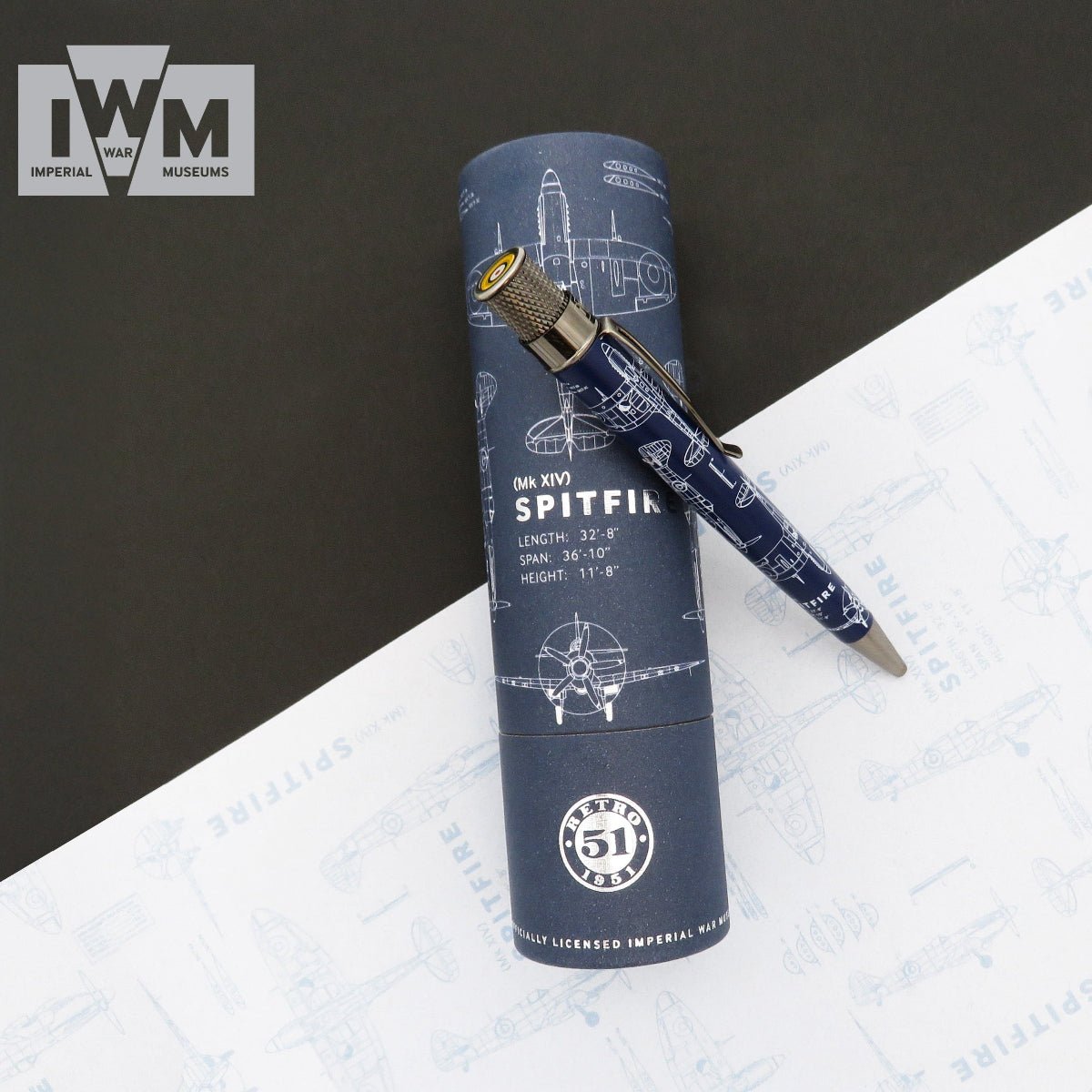 Retro 51 Tornado Imperial War Museum Rollerball Pen - Spitfire Blueprint - Pen Boutique Ltd