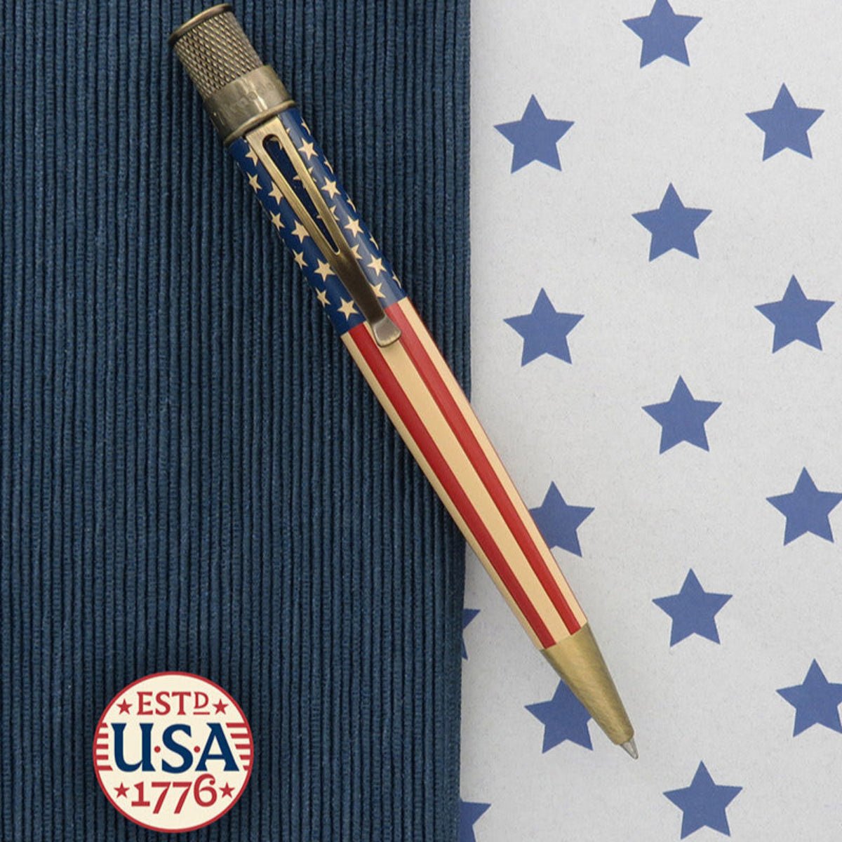 Retro 51 Tornado Rollerball Pen - Vintage Metalsmith - Tribute 250 Flag - Pen Boutique Ltd