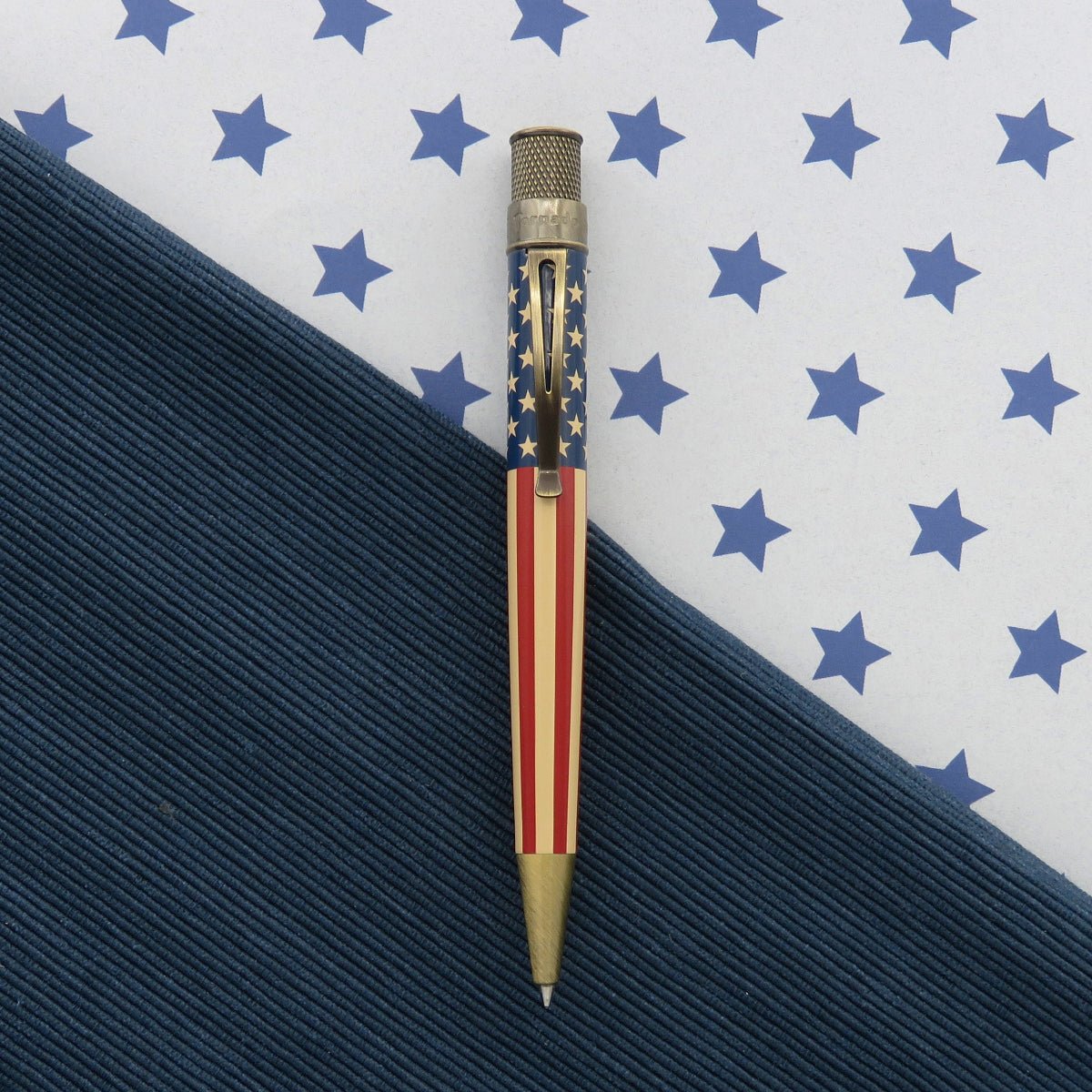 Retro 51 Tornado Rollerball Pen - Vintage Metalsmith - Tribute 250 Flag - Pen Boutique Ltd