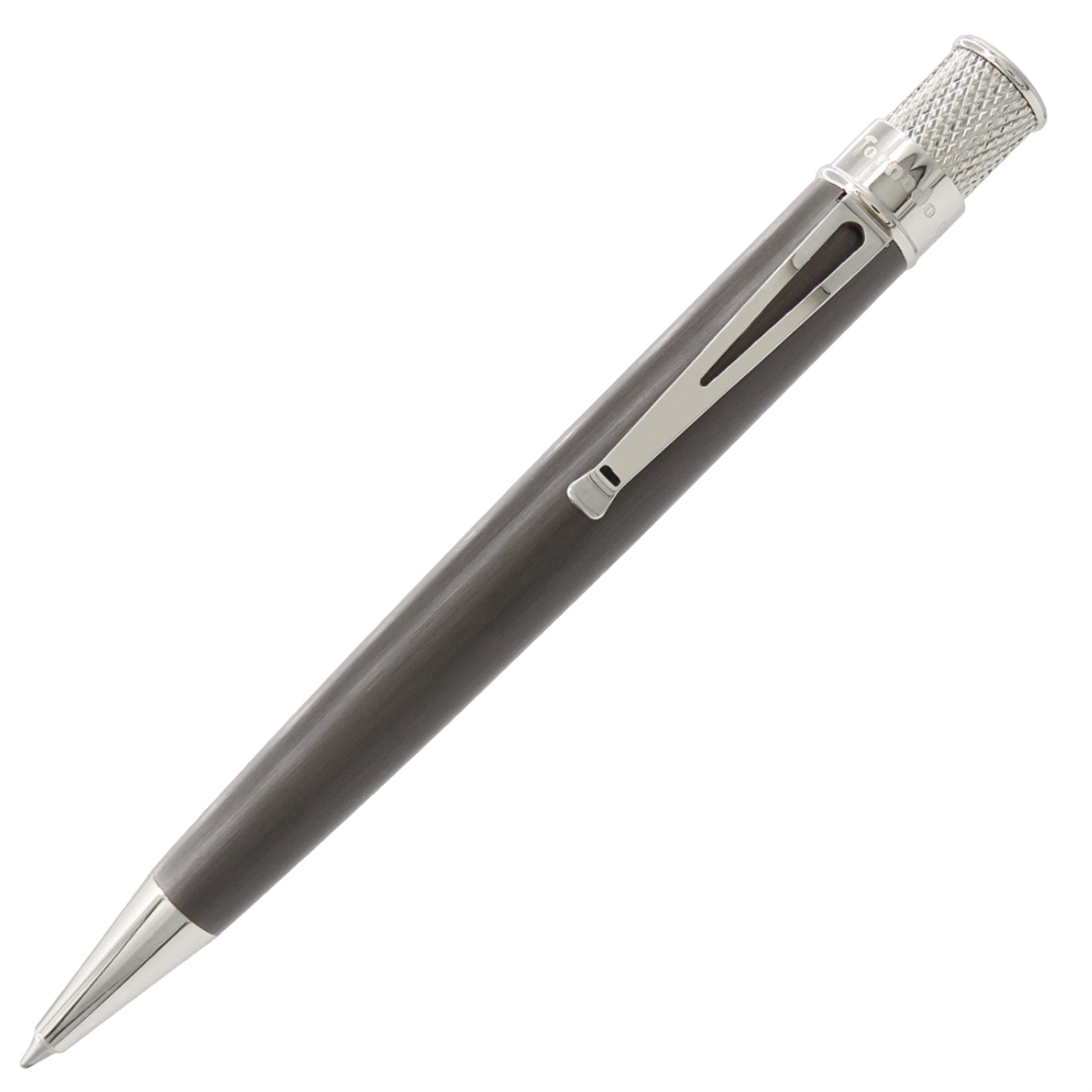 Retro51 Tornado Platinum Rollerball Pen - Black Nickel - Pen Boutique Ltd