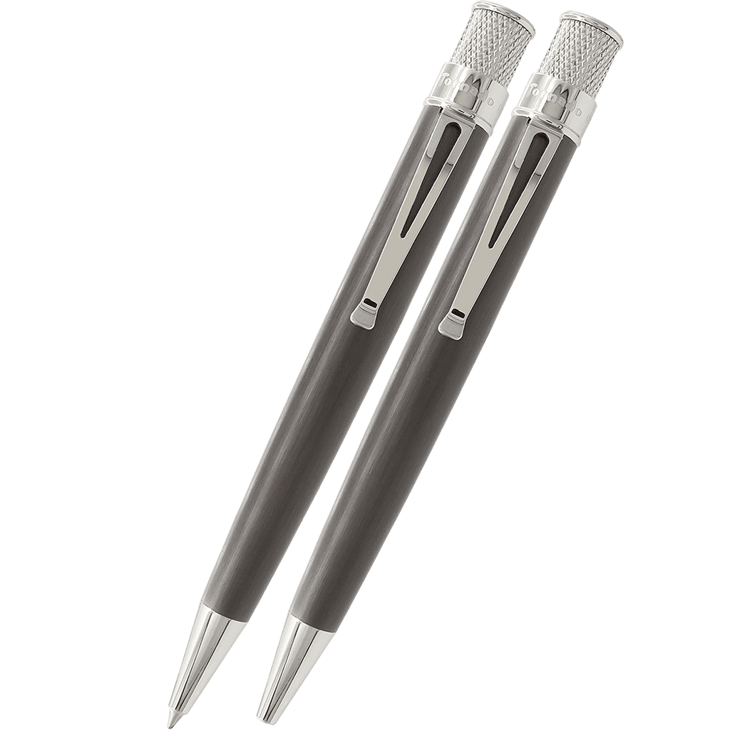 Retro 51 Tornado Platinum Black Nickel Rollerball & Pencil Set - Pen Boutique Ltd