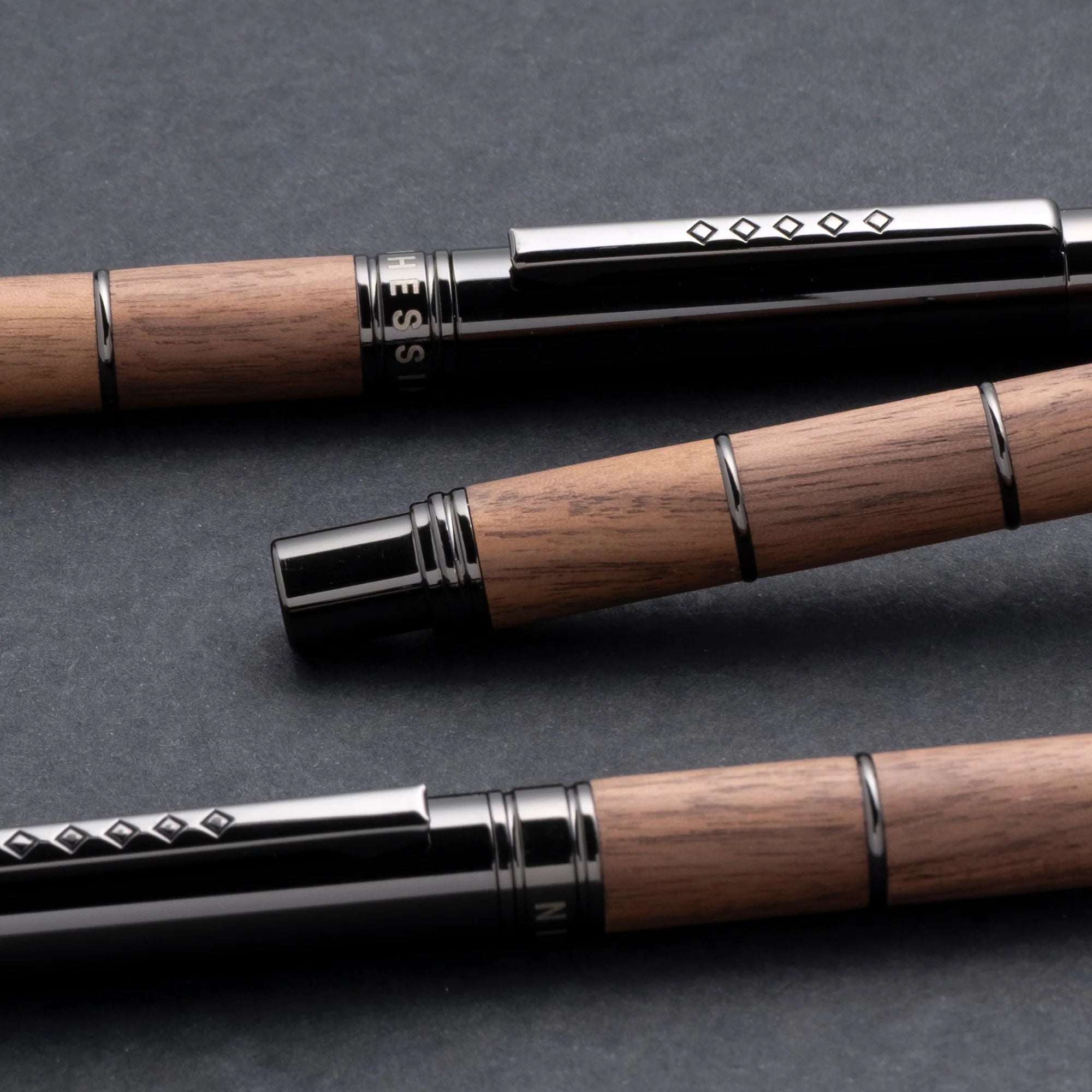 Tom Hessin Revolution Rustic Rollerball Pen – Walnut Wood Barrel & Gunmetal Trim - Pen Boutique Ltd