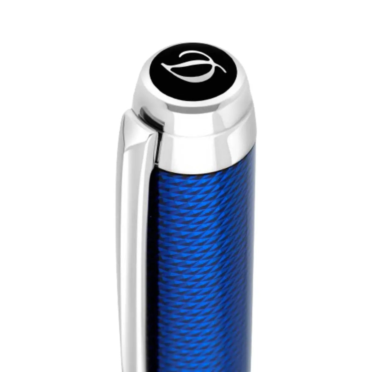 S T Dupont Eternity XL Fountain Pen - Blue Guilloche - 14K Nib - Pen Boutique Ltd