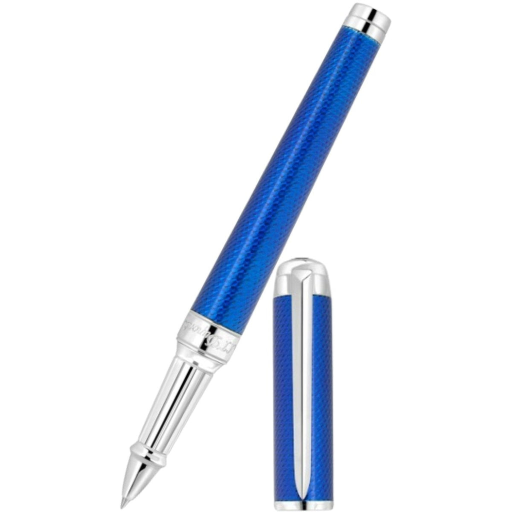 S T Dupont Eternity XL Rollerball Pen - Blue - Guilloche - Pen Boutique Ltd