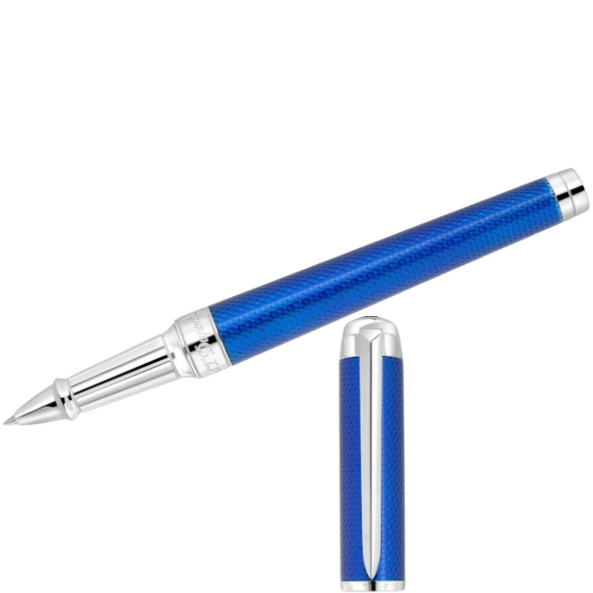 S T Dupont Eternity XL Rollerball Pen - Blue - Guilloche - Pen Boutique Ltd