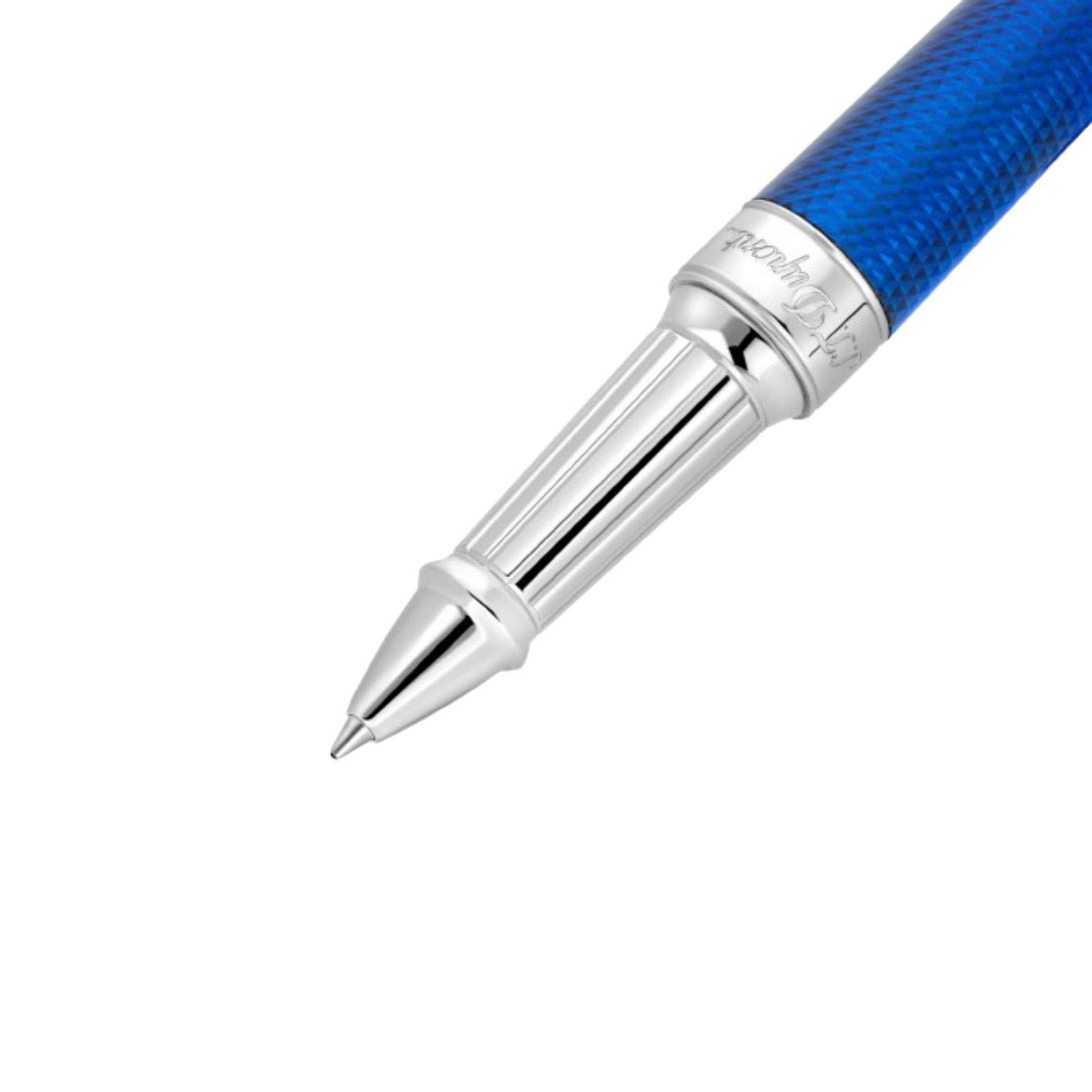 S T Dupont Eternity XL Rollerball Pen - Blue - Guilloche - Pen Boutique Ltd