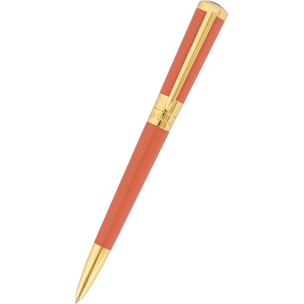S T Dupont Liberte Ballpoint Pen - Coral - Gold Trim - Pen Boutique Ltd