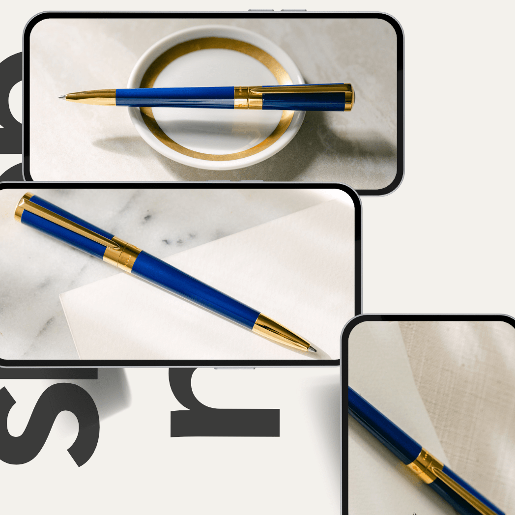 S T Dupont Liberte Ballpoint Pen - Navy - Gold Trim - Pen Boutique Ltd