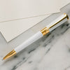 S T Dupont Liberte Ballpoint Pen - White - Gold Trim - Pen Boutique Ltd
