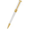 S T Dupont Liberte Ballpoint Pen - White - Gold Trim - Pen Boutique Ltd