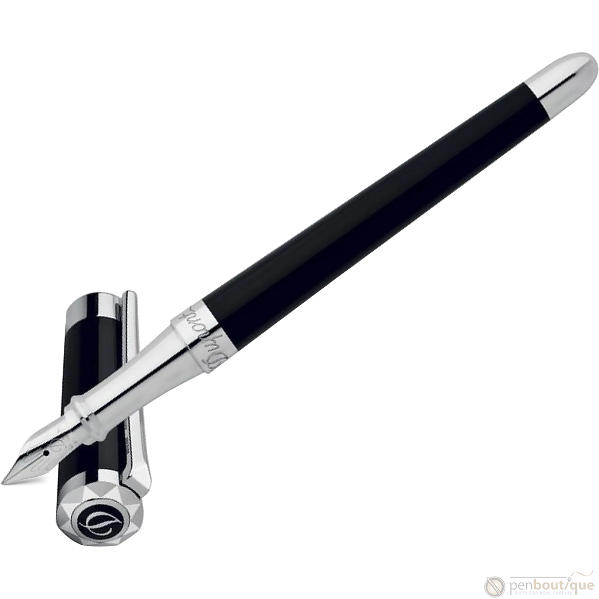 S T Dupont Liberte Black Lacquer Fountain Pen-Pen Boutique Ltd
