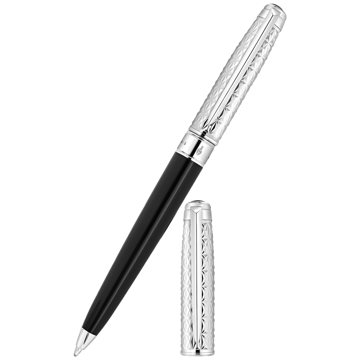 S T Dupont Line D Eternity Fire X Ballpoint Pen - Duo Black - Palladium Trim - Pen Boutique Ltd