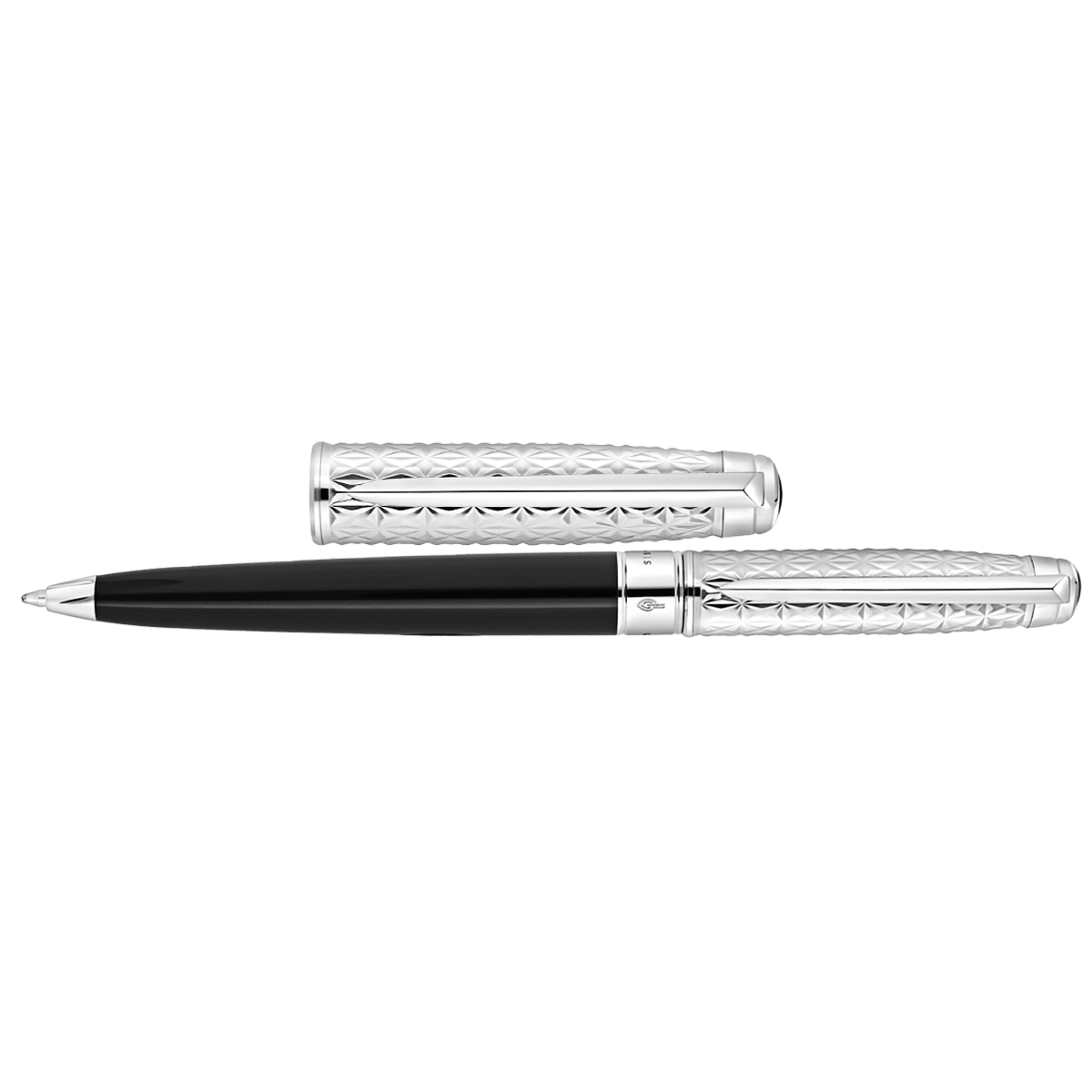 S T Dupont Line D Eternity Fire X Ballpoint Pen - Duo Black - Palladium Trim - Pen Boutique Ltd