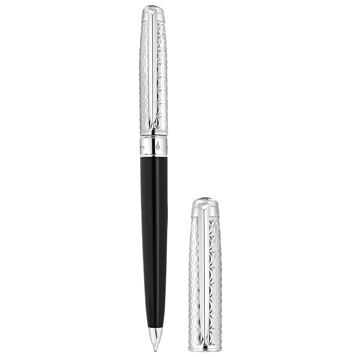 S T Dupont Line D Eternity Fire X Ballpoint Pen - Duo Black - Palladium Trim - Pen Boutique Ltd