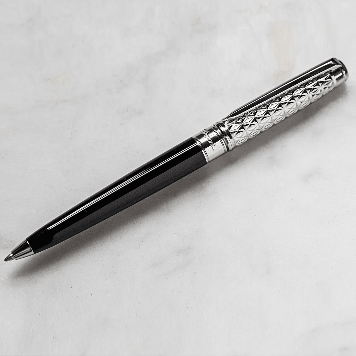 S T Dupont Line D Eternity Fire X Ballpoint Pen - Duo Black - Palladium Trim - Pen Boutique Ltd
