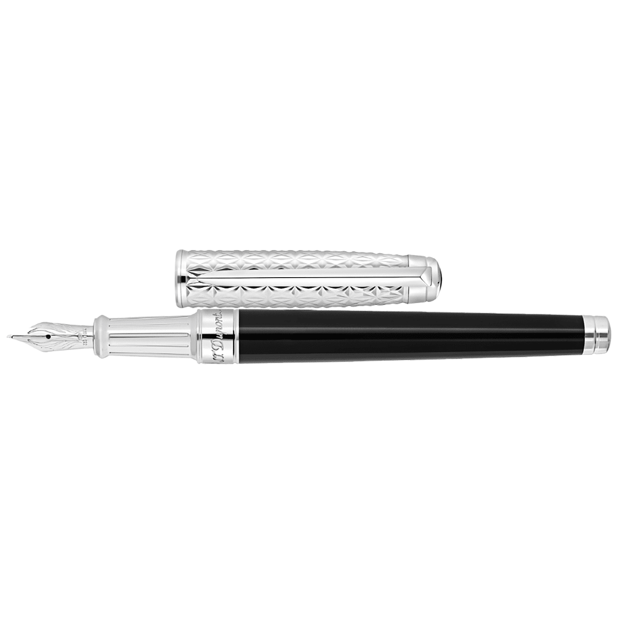S T Dupont Line D Eternity Fire X Fountain Pen - Duo Black - Palladium Trim - 14K - Pen Boutique Ltd