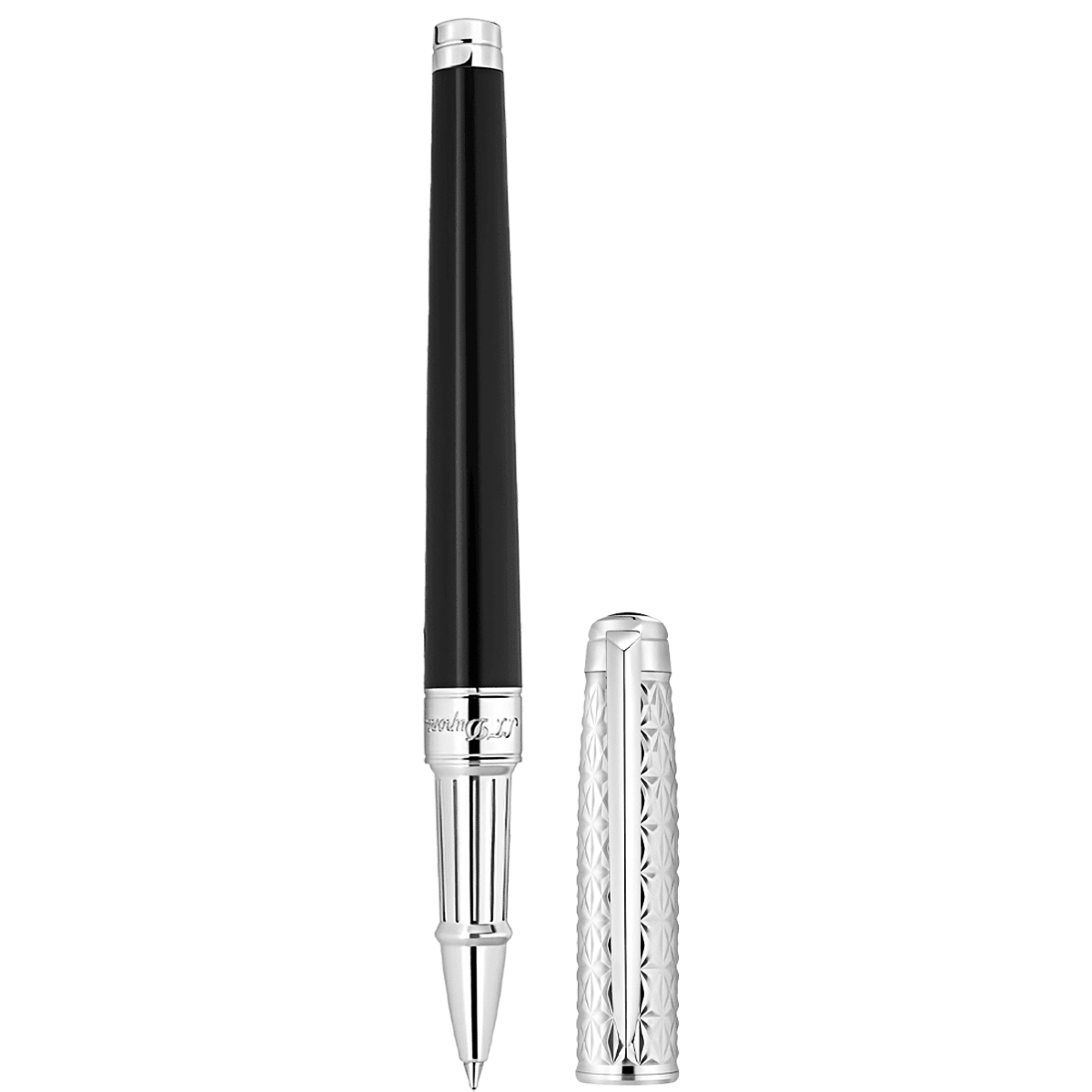 S T Dupont Line D Eternity Fire X Rollerball Pen - Duo Black - Palladium Trim - Pen Boutique Ltd