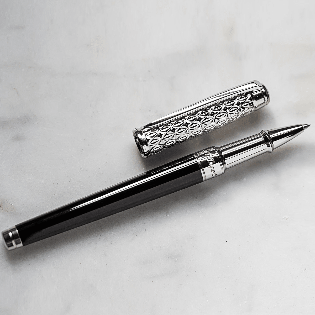 S T Dupont Line D Eternity Fire X Rollerball Pen - Duo Black - Palladium Trim - Pen Boutique Ltd