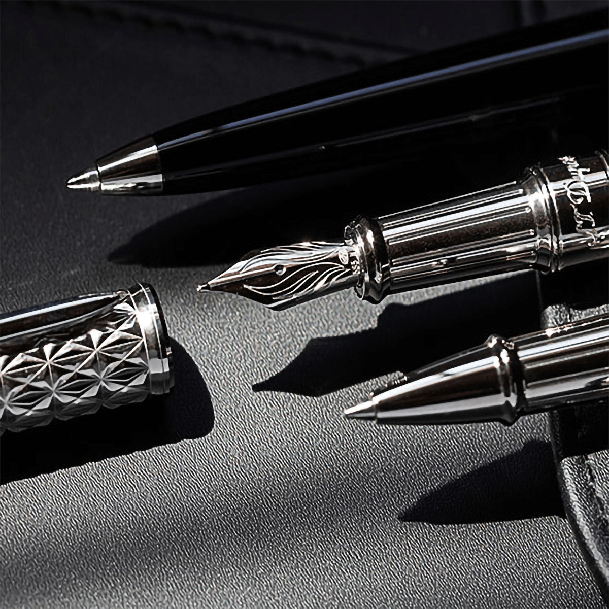 S T Dupont Line D Eternity Fire X Rollerball Pen - Duo Black - Palladium Trim - Pen Boutique Ltd