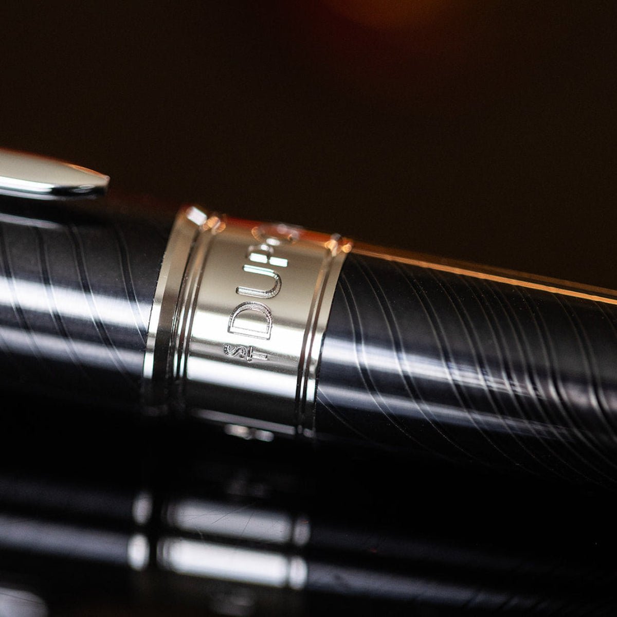S T Dupont Line D Fountain Pen - Eternity - Mane Guilloche Black - Palladium Trim (Large) - Pen Boutique Ltd