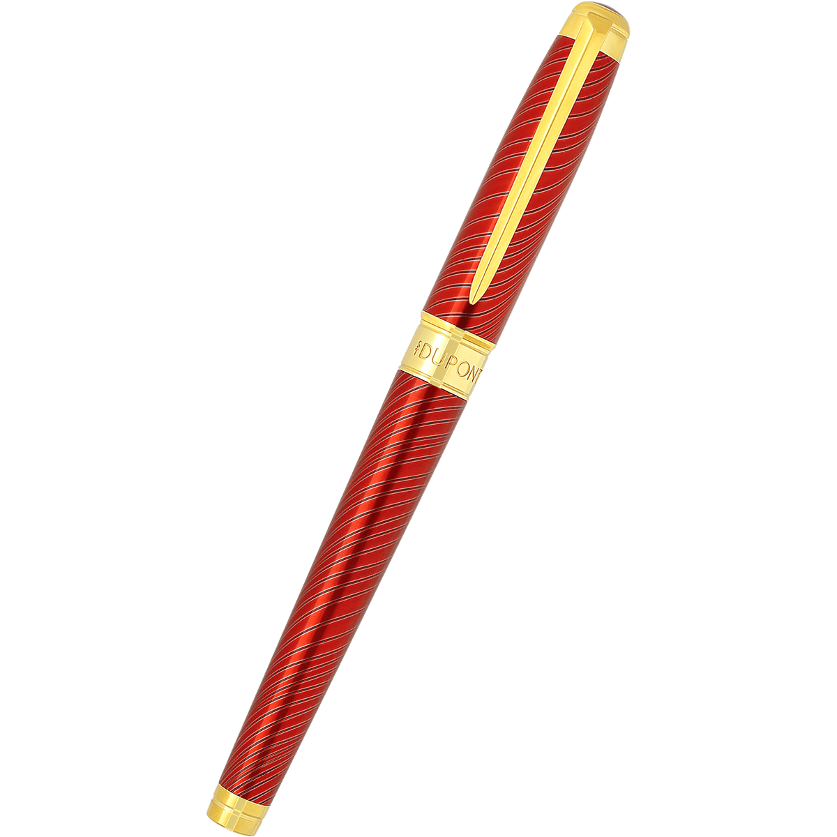 S T Dupont Line D Rollerball Pen - Eternity - Mane Guilloche Red - Gold Trim (Large) - Pen Boutique Ltd