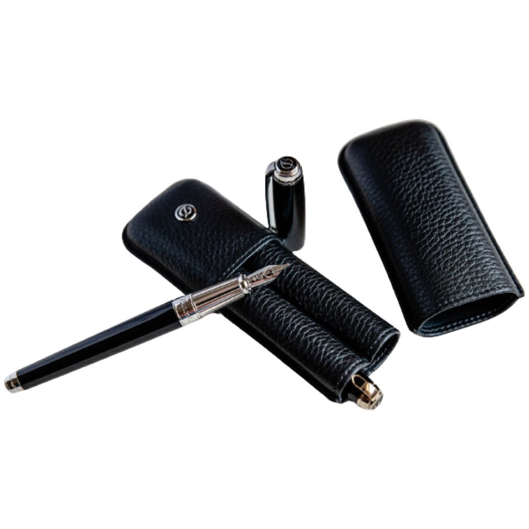 S T Dupont Rigid Two Pen Case - Noir (Black) - Pen Boutique Ltd