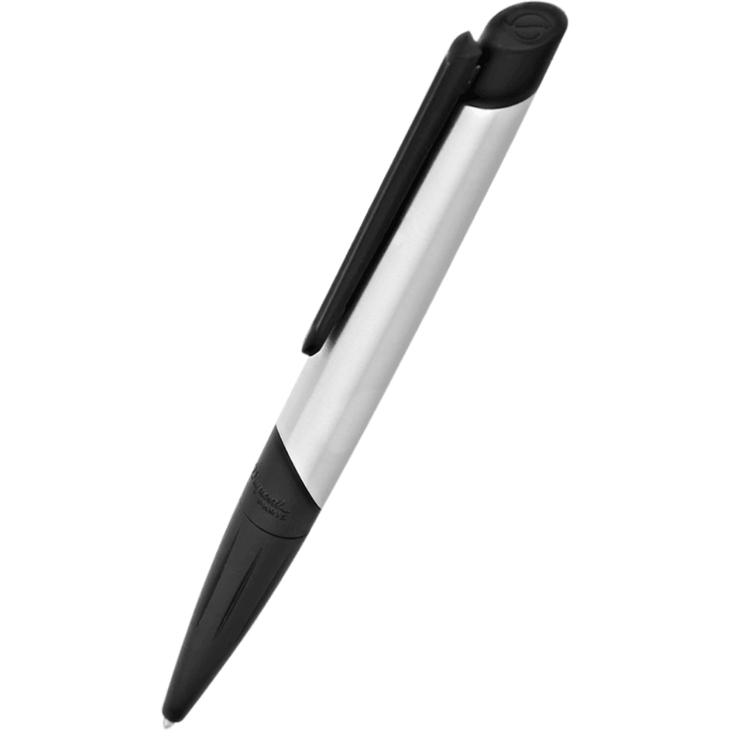 S.T. Dupont Defi Millennium Stealth Ballpoint Pen - Brushed Chrome with Matte Black - Pen Boutique Ltd