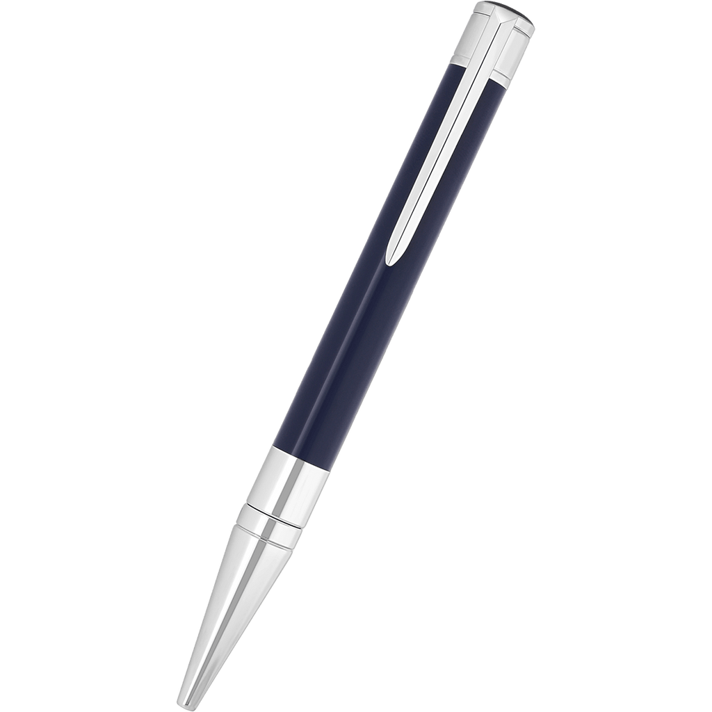 S T Dupont D - Initial Ballpoint Pen - Blue - Chrome Trim - Pen Boutique Ltd