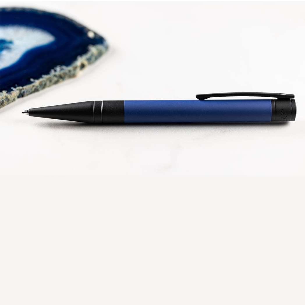 S T Dupont D - Initial Ballpoint Pen - Velvet - Ocean Blue/Matte Black - Pen Boutique Ltd