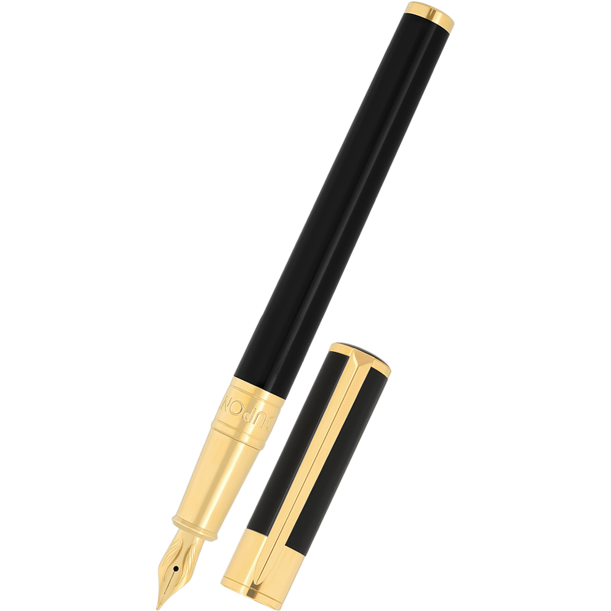 S T Dupont D - Initial Fountain Pen - Black - Gold Trim - Pen Boutique Ltd