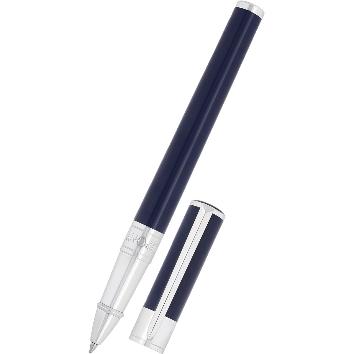 S T Dupont D - Initial Rollerball Pen - Blue - Chrome Trim - Pen Boutique Ltd