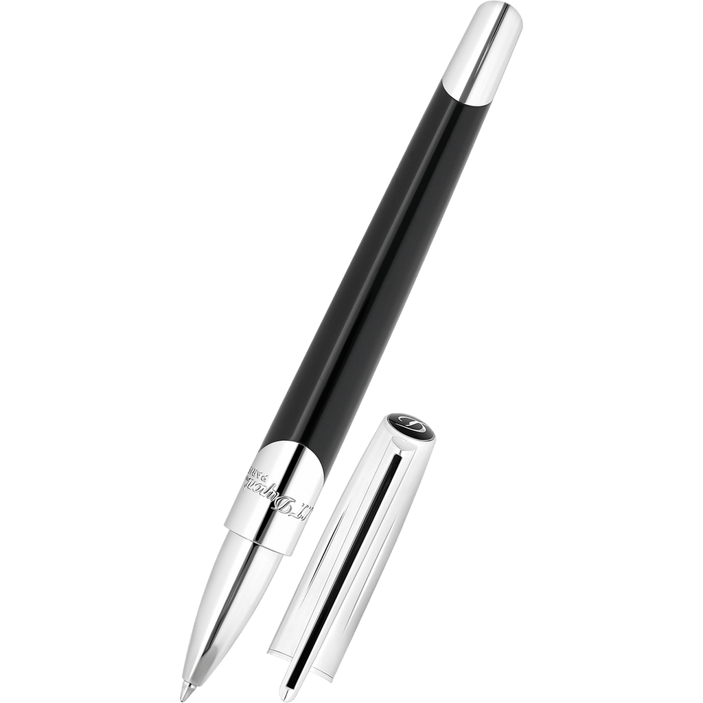 ST Dupont Defi Millennium Rollerball Pen - Black - Shiny Silver Trim - Pen Boutique Ltd