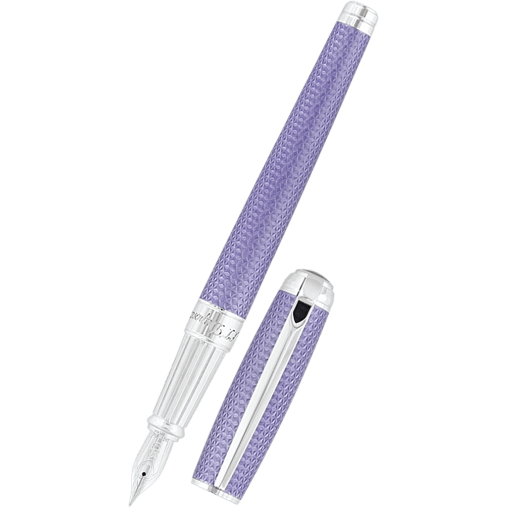 S T Dupont Line D Fountain Pen - Velvet Firehead Guilloche - Lilac - Pen Boutique Ltd