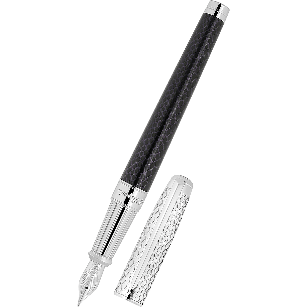 S T Dupont Line D Fountain Pen - Wild Eternity - Black Snake Skin (Large) - Pen Boutique Ltd