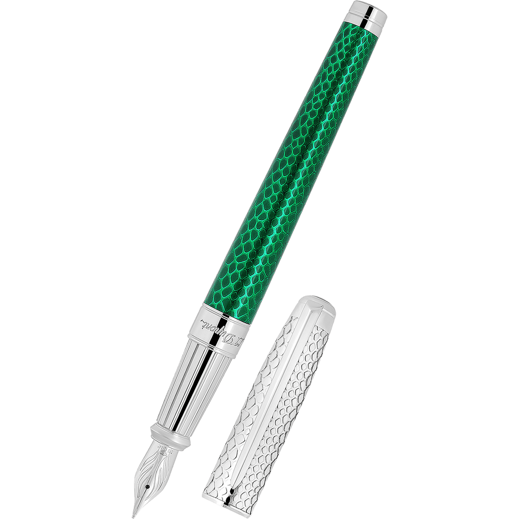 S T Dupont Line D Fountain Pen - Wild Eternity - Green Snake Skin (Large) - Pen Boutique Ltd