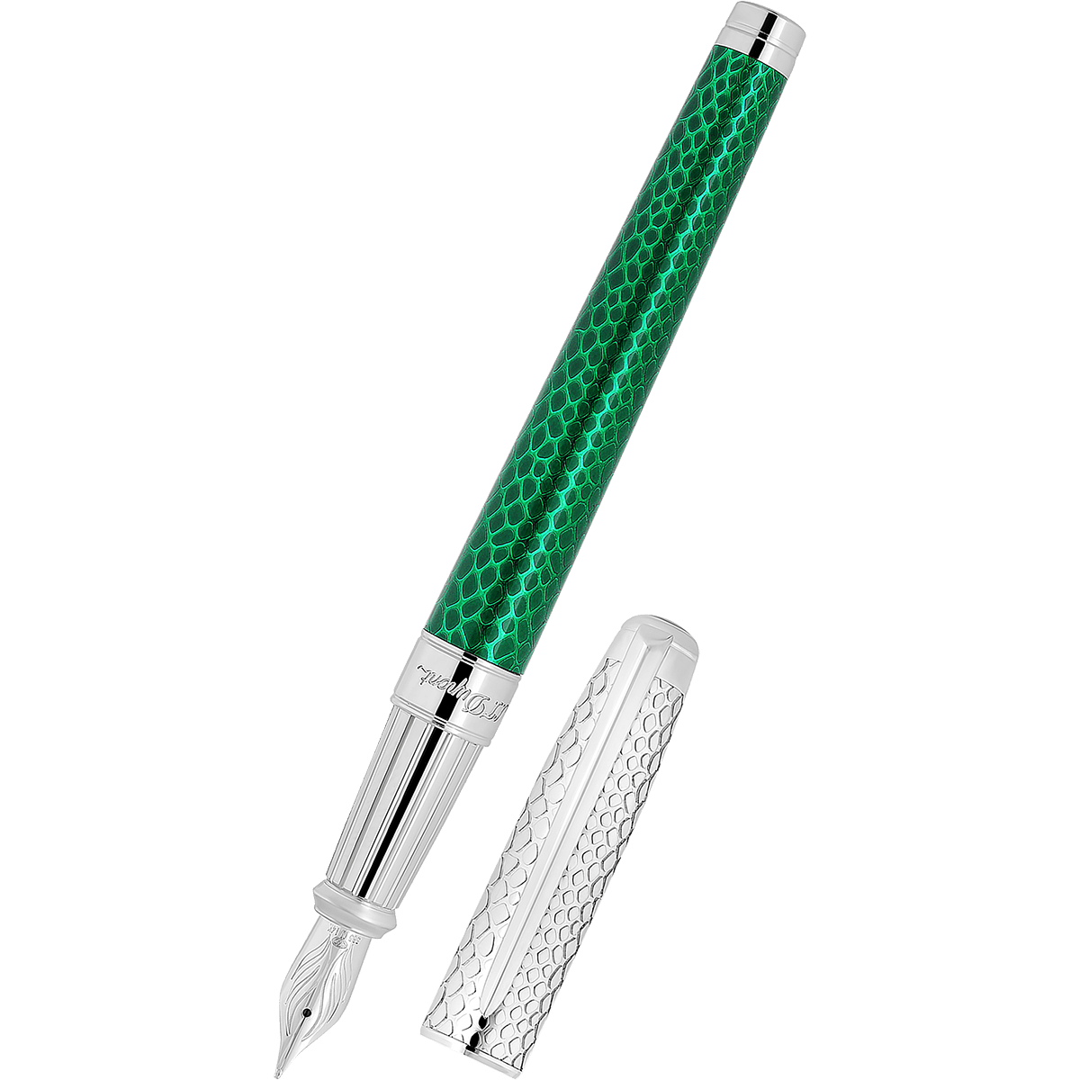 S T Dupont Line D Fountain Pen - Wild Eternity - Green Snake Skin (Large) - Pen Boutique Ltd