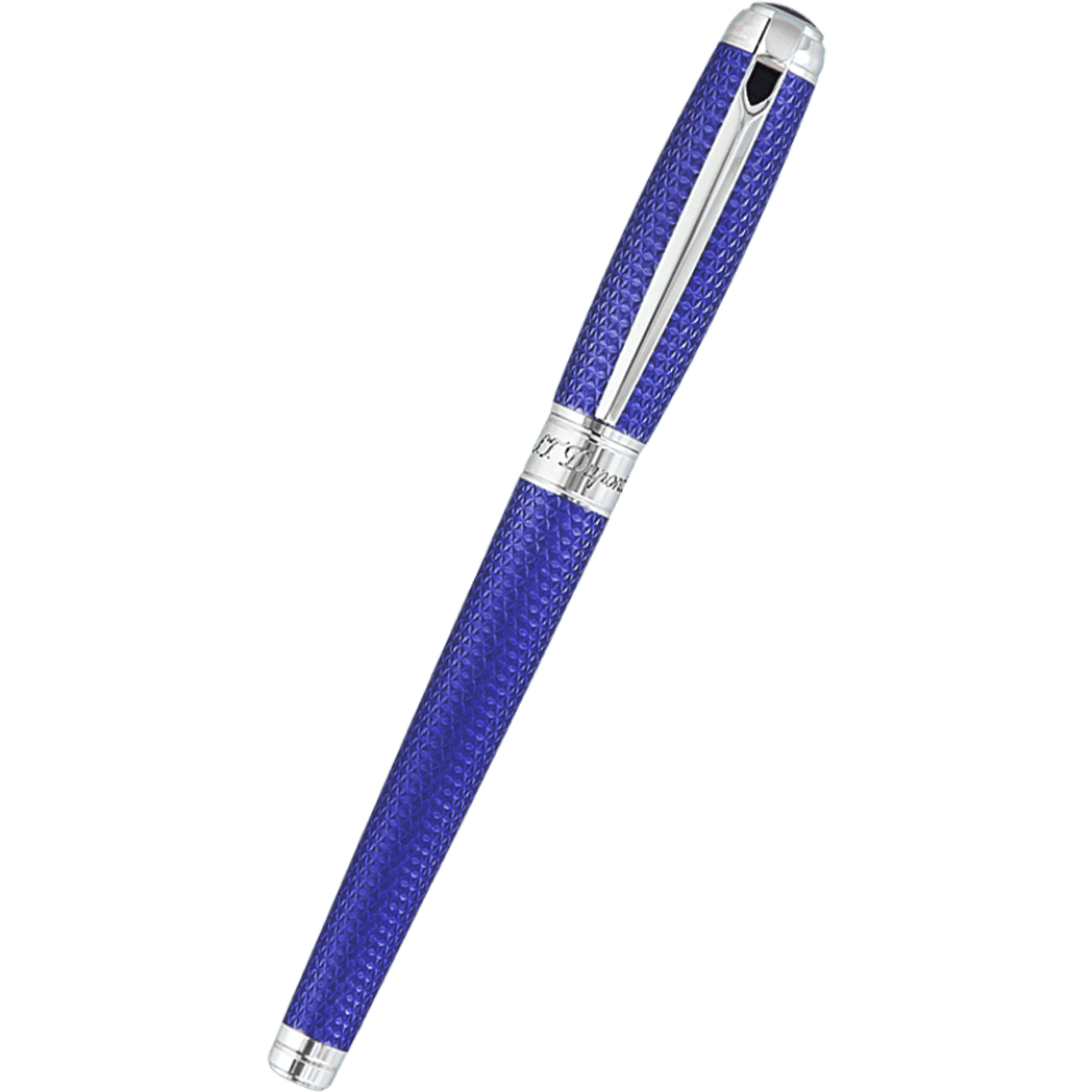 S T Dupont Line D Rollerball Pen - Velvet Firehead Guilloche - Ocean Blue - Pen Boutique Ltd