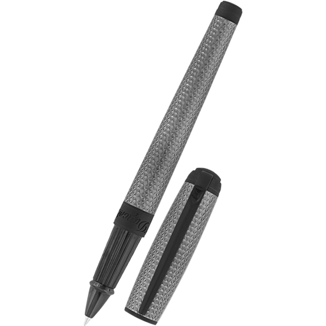 S T Dupont Line D Rollerball Pen - Velvet Firehead Guilloche - Graphite - Pen Boutique Ltd