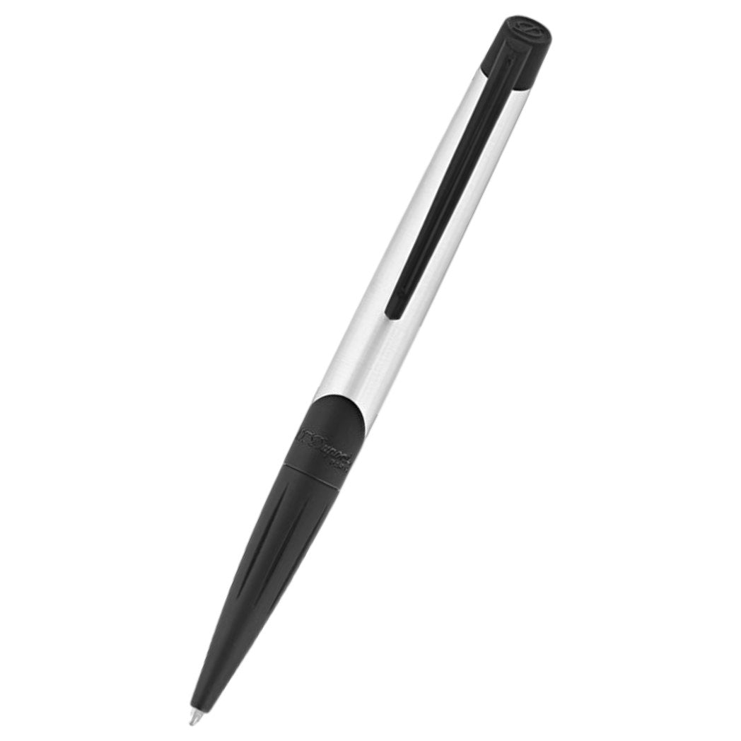 S.T. Dupont Defi Millennium Stealth Ballpoint Pen - Brushed Chrome with Matte Black - Pen Boutique Ltd