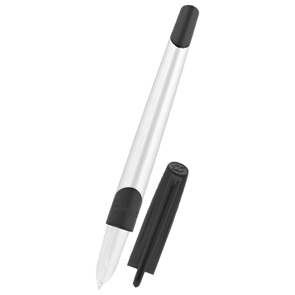 S.T. Dupont Defi Millennium Stealth Fountain Pen - Brushed Chrome with Matte Black - Pen Boutique Ltd
