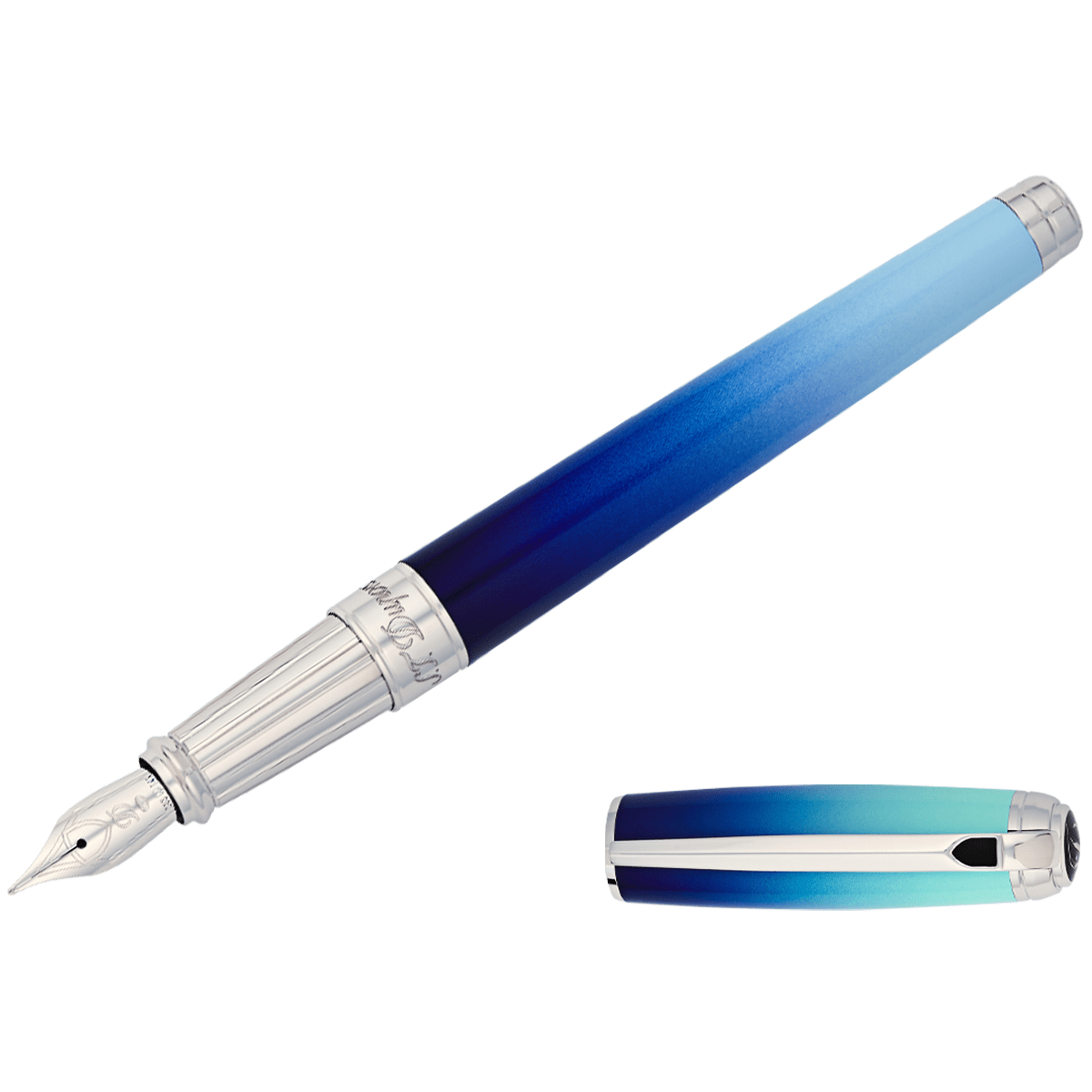 On Sale: S.T. Dupont Line D Fountain Pen - Gradient - La Mer - Large - Pen Boutique Ltd