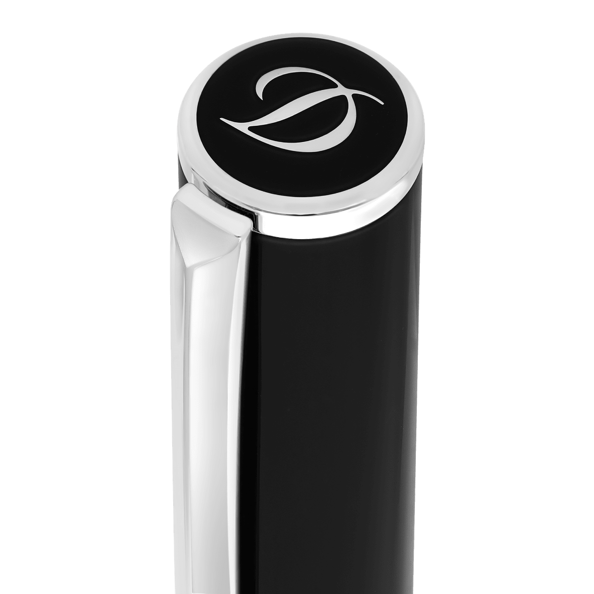 S T Dupont D - Initial Fountain Pen - Black - Chrome Trim - Pen Boutique Ltd