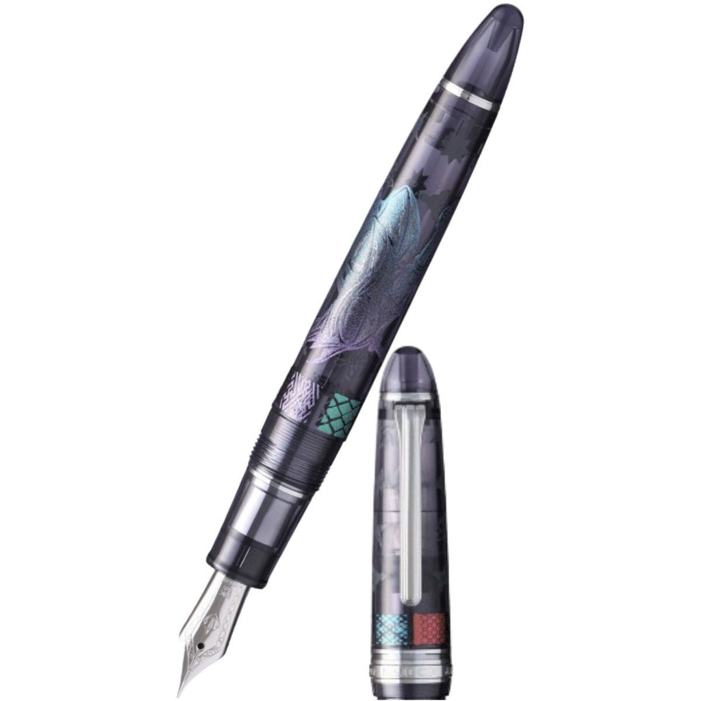 Sailor 1911L Maki - e Ninja Fountain Pen - Tsuki - Rhodium Trim - 21K Gold - Pen Boutique Ltd