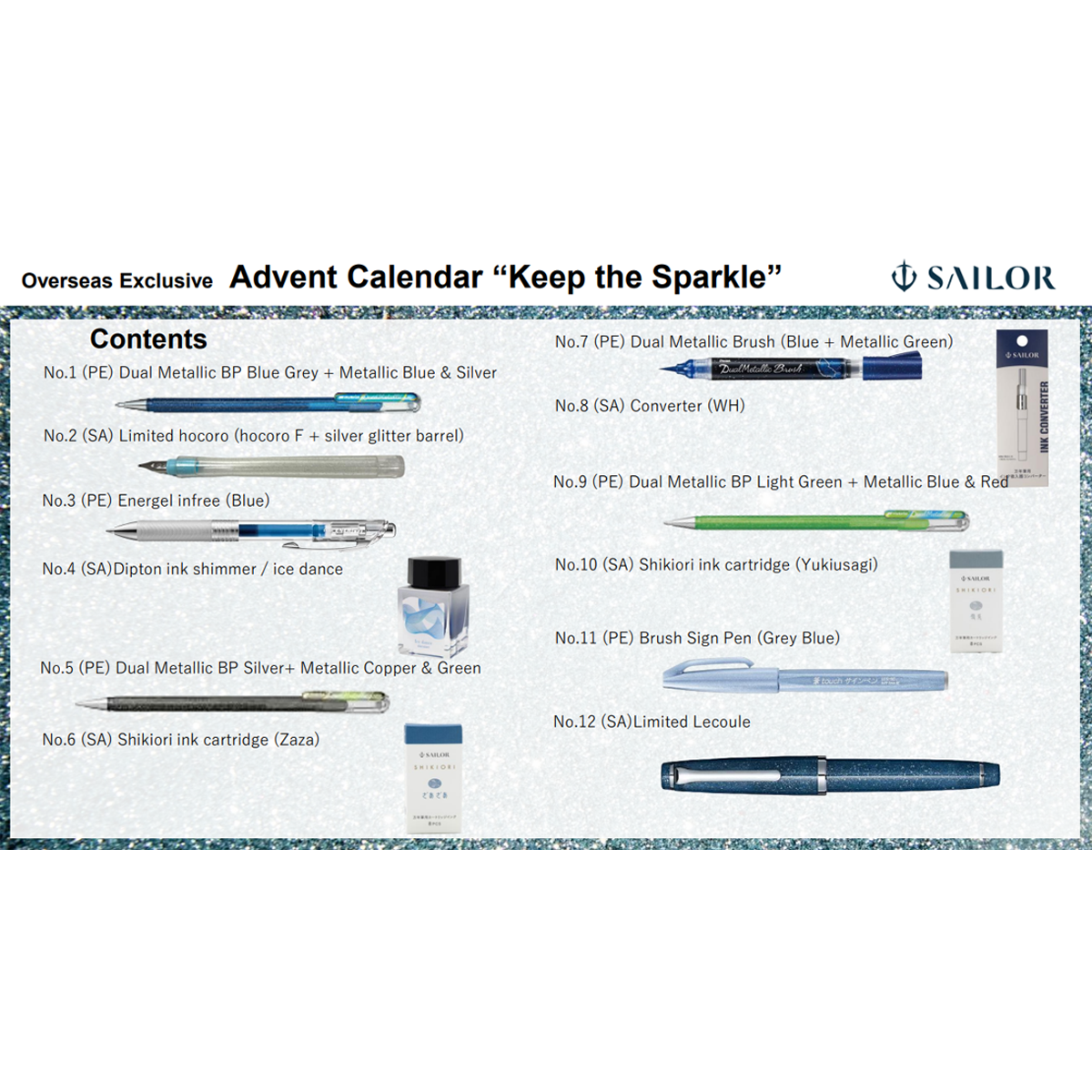 Sailor x Pentel 2026 Advent Calendar - Keep the Sparkle-Pen Boutique Ltd