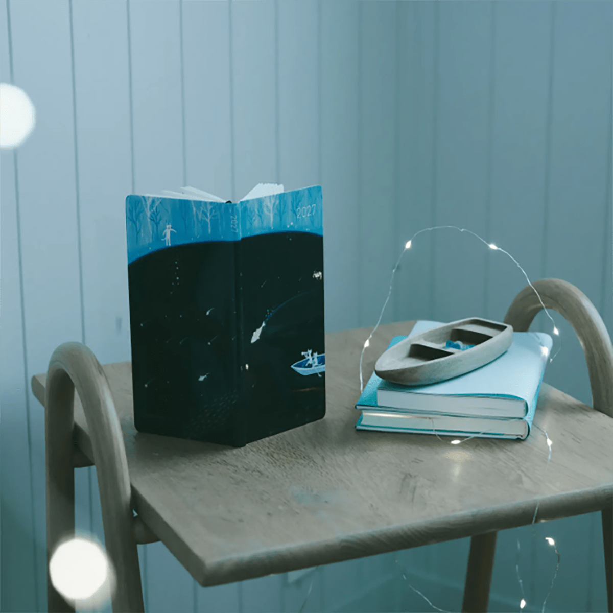 Hobonichi 2027 Light Hardcover Book - Hiroko Kubota: Meteor Shower in the Light Blue Forest - Tall & Slim (Weeks - January Start) - Pen Boutique Ltd