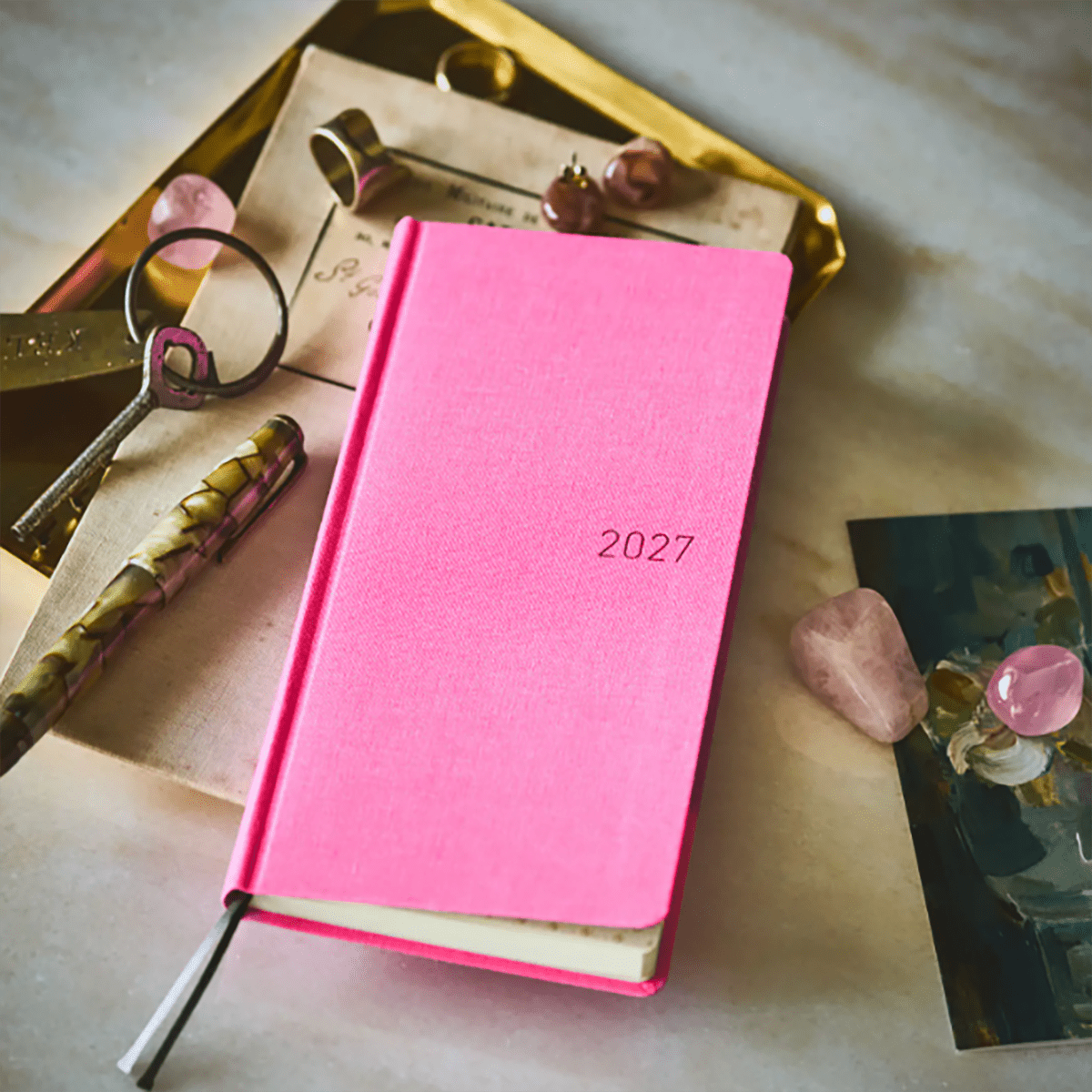 Hobonichi 2027 Light Hardcover Book - Colors: Pink Sapphire - Tall & Slim (Weeks - January Start) - Pen Boutique Ltd